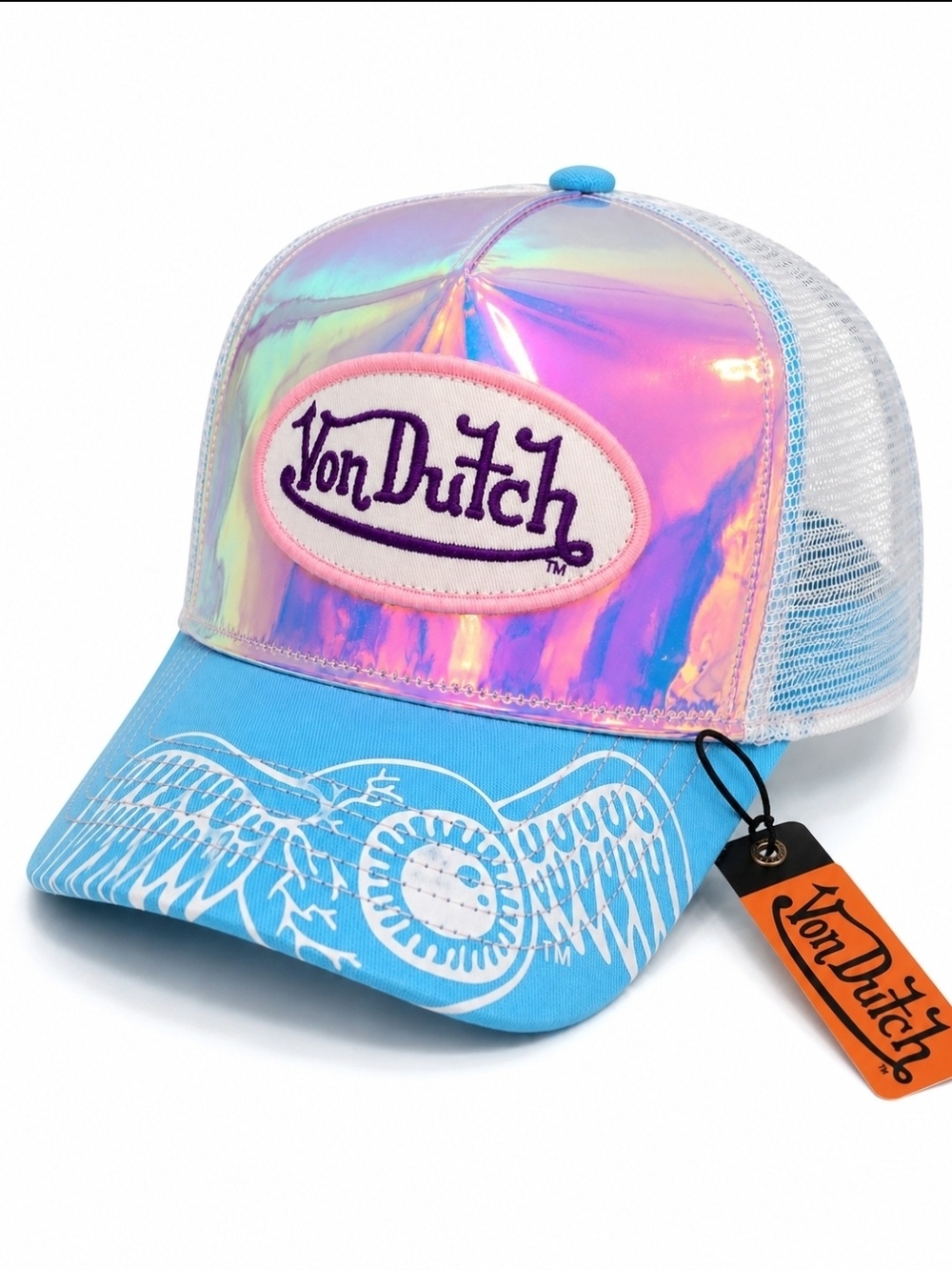 Von Dutch Iridescent Trucker Hat - Blue & Pink
